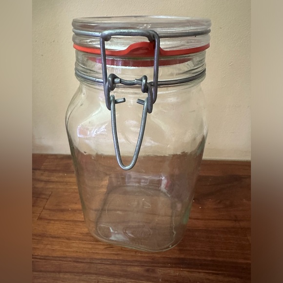Hermetic Glass Canister Jar 1.5L England 9”Hx 4"x4" Ravenhead Kilner Hasp &Bail - Picture 1 of 6